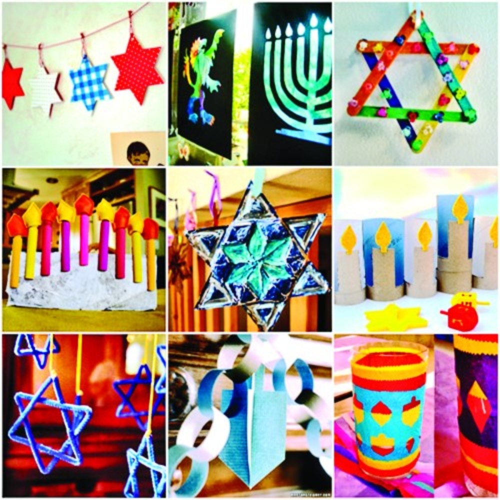 A collage of Hanukkah craft projects for kids from Pinterest. /Pinterest